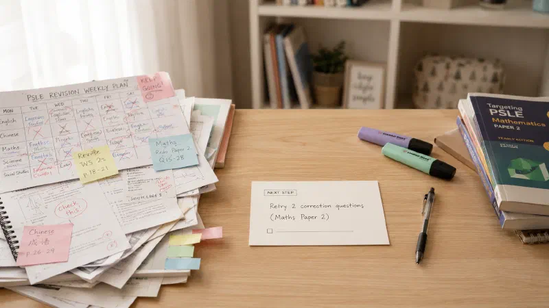 An unfinished revision list set aside beside one clear task for the next day.
