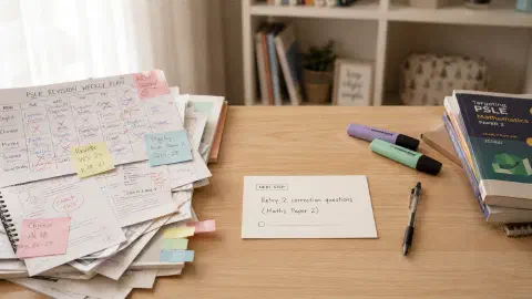 An unfinished revision list set aside beside one clear task for the next day.