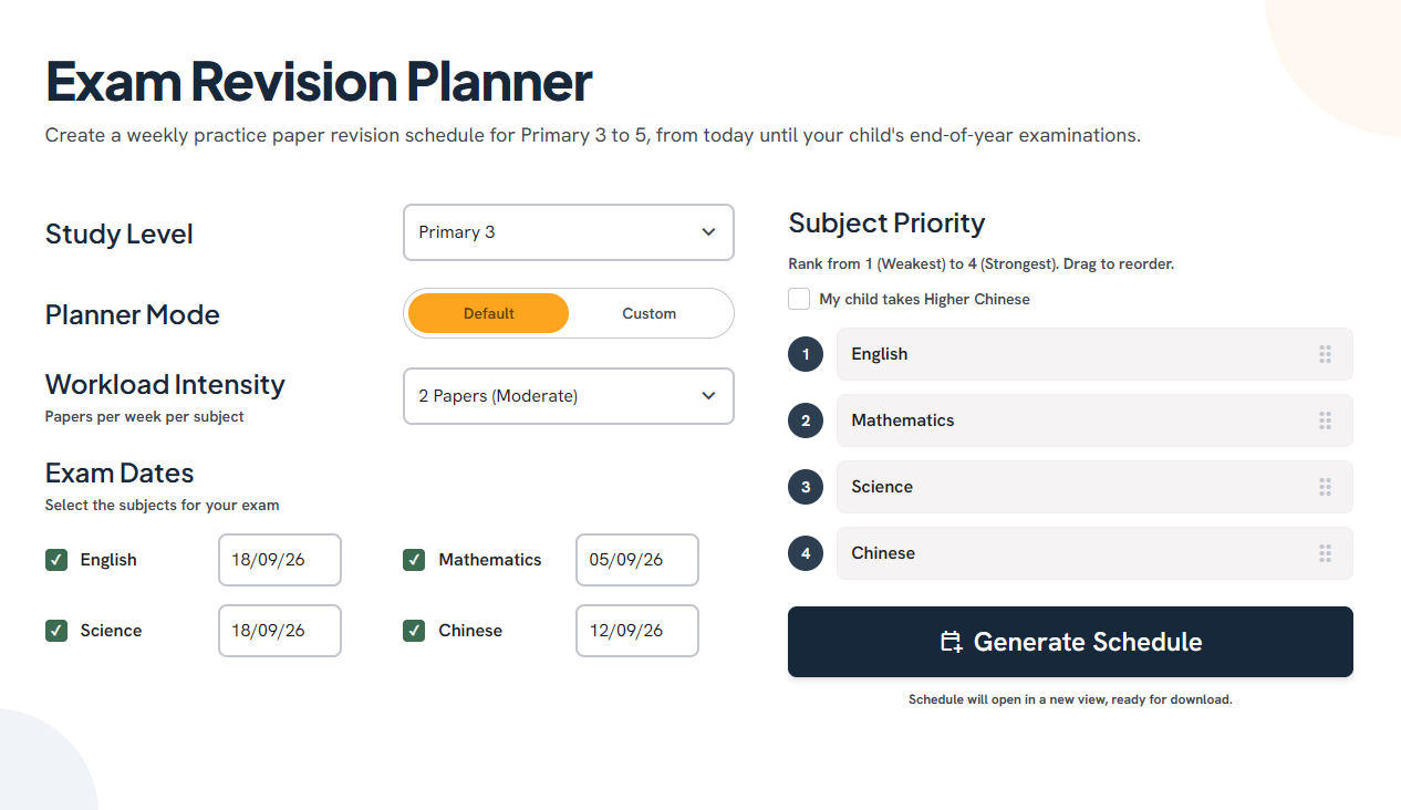 Exam Revision Planner
